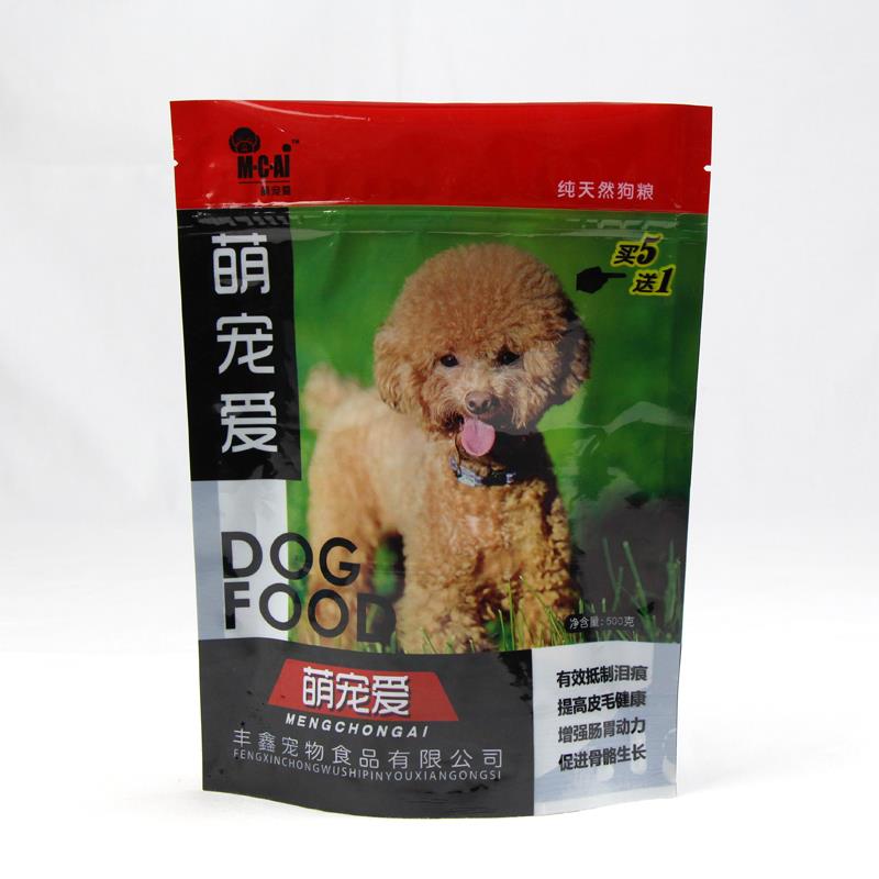 Kanpe chen manje anbalaj ak fenèt Stand Up Dog Food Packaging With Window