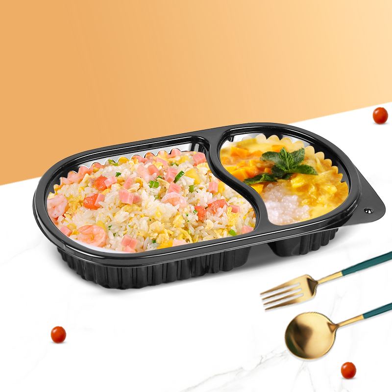 Segondè Kalite Thermoform 3 Lòj Blan Clamshell To Go Bwat Manje midi Containe...