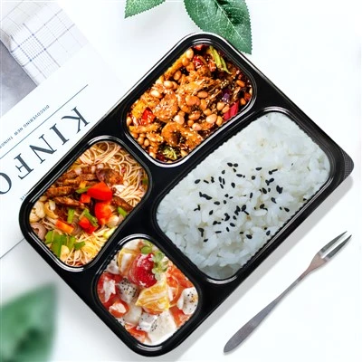 Bento Lunch Box Disposable Black 4 Comparetment