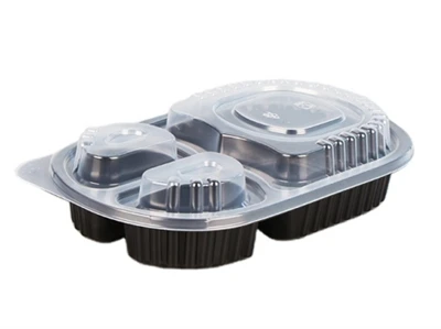 Plato Manje Oval Ak 3 Divizyon Ak Kouvèti